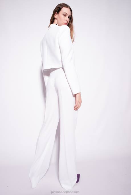 vrijetijdsbroek | L488778 wijd uitlopende broek van polycrêpe Pinko melk wit