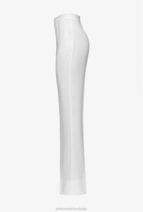 vrijetijdsbroek | L488778 wijd uitlopende broek van polycrêpe Pinko melk wit