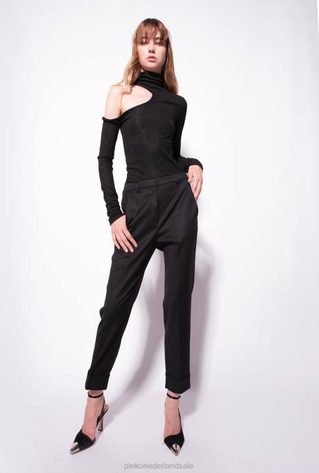 vrijetijdsbroek | L488791 flanellen broek Pinko limousine zwart