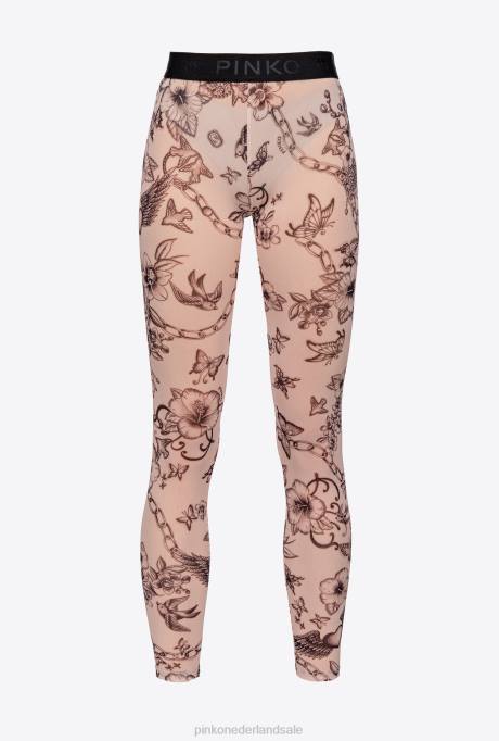 joggingkleding en leggings | L488711 legging met tatoeageprint Pinko naakt/zwart