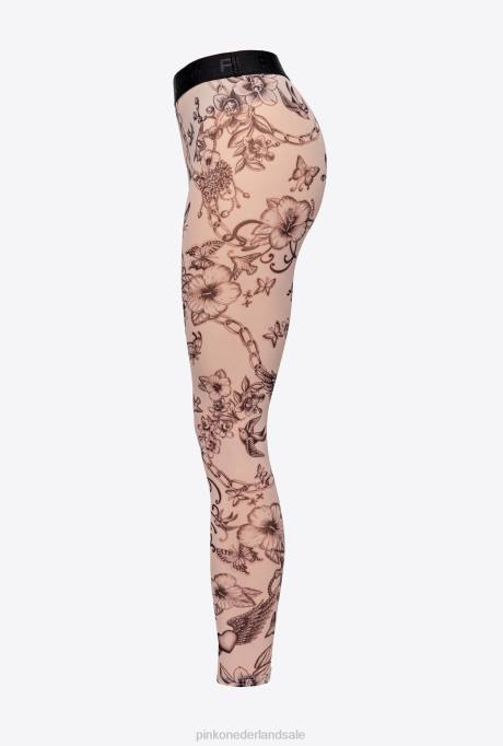 joggingkleding en leggings | L488711 legging met tatoeageprint Pinko naakt/zwart