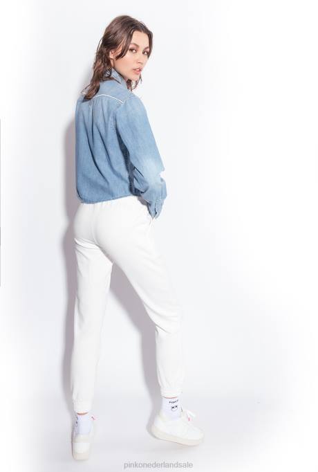 joggingkleding en leggings | L488716 joggingbroek met logoprint Pinko zijde wit