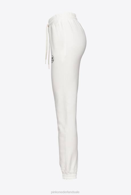 joggingkleding en leggings | L488716 joggingbroek met logoprint Pinko zijde wit