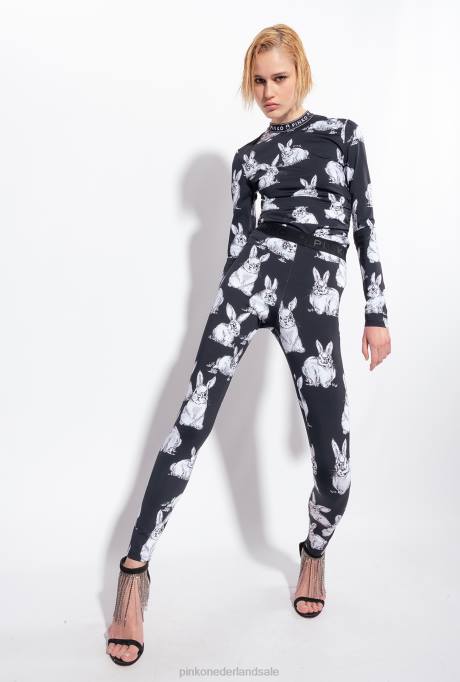 joggingkleding en leggings | L488772 konijn legging Pinko zwart/grijs/wit