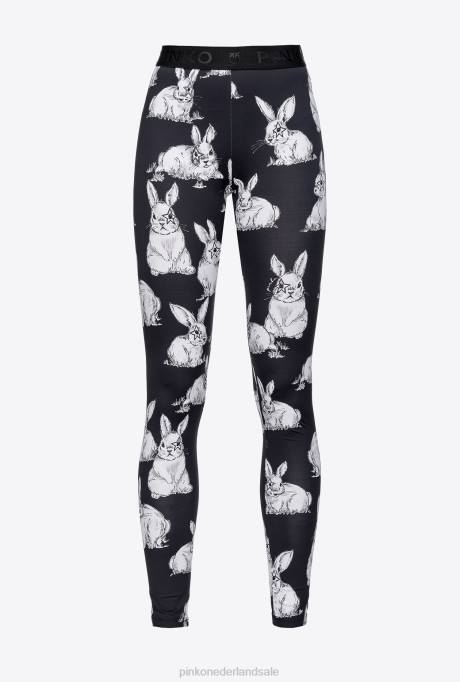 joggingkleding en leggings | L488772 konijn legging Pinko zwart/grijs/wit