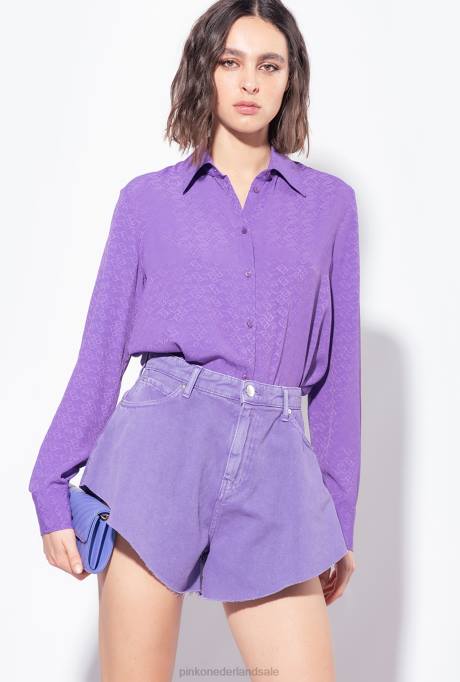 korte broek | L488656 korte broek met vlinders in stierenstof Pinko lavendel lila