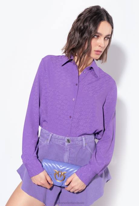 korte broek | L488656 korte broek met vlinders in stierenstof Pinko lavendel lila