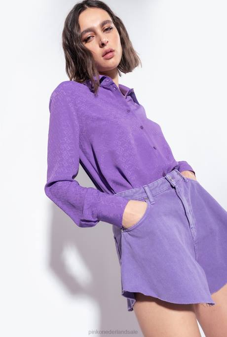 korte broek | L488656 korte broek met vlinders in stierenstof Pinko lavendel lila