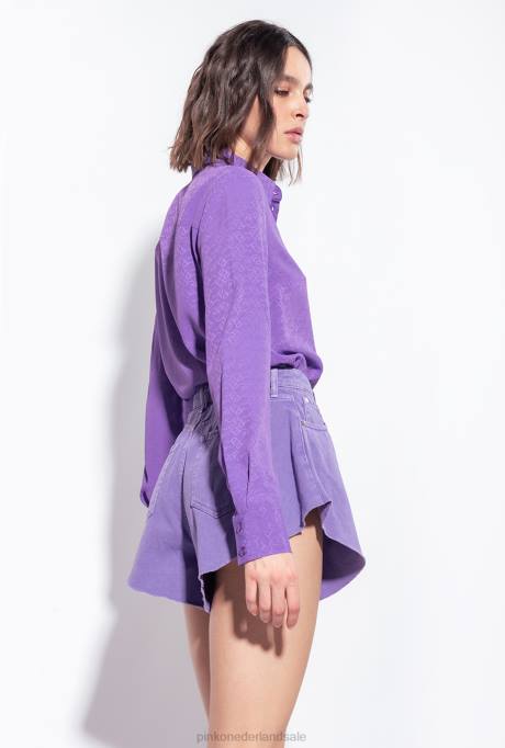 korte broek | L488656 korte broek met vlinders in stierenstof Pinko lavendel lila