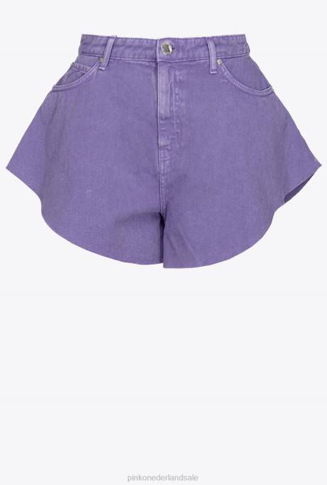 korte broek | L488656 korte broek met vlinders in stierenstof Pinko lavendel lila