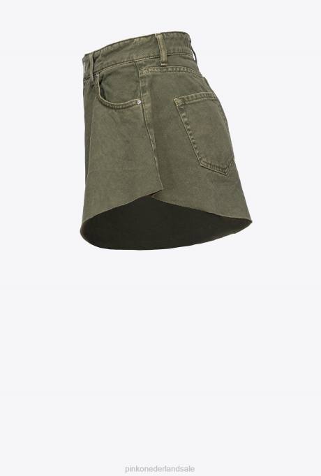 korte broek | L488657 korte broek met vlinders in stierenstof Pinko geweer groen