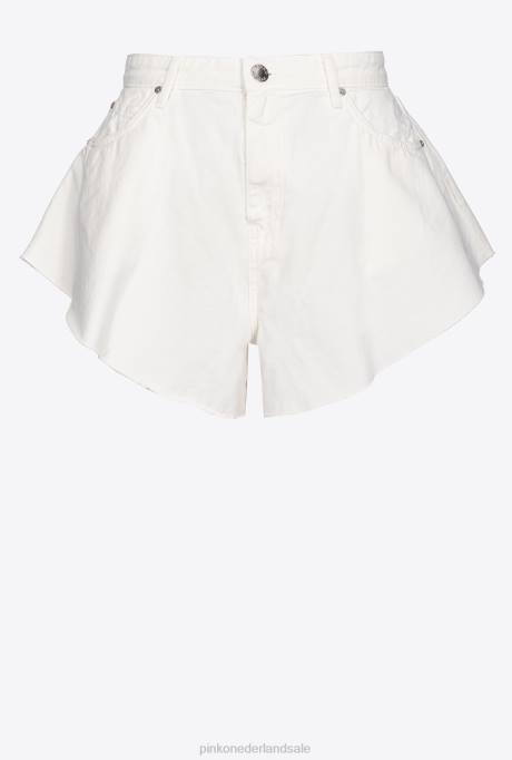 korte broek | L488658 korte broek met vlinders in stierenstof Pinko Helder wit