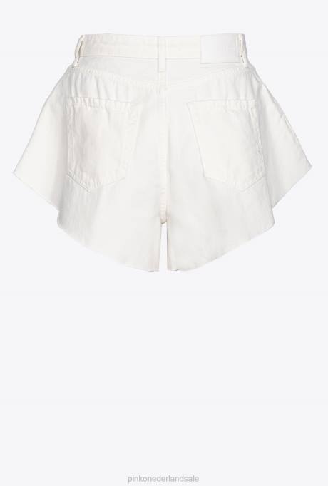 korte broek | L488658 korte broek met vlinders in stierenstof Pinko Helder wit