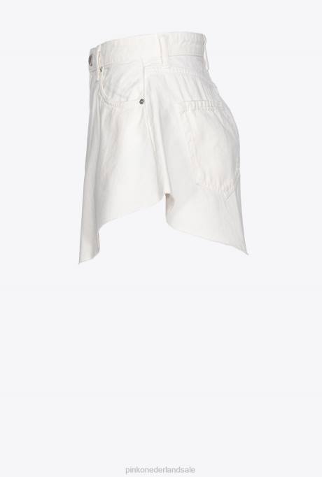 korte broek | L488658 korte broek met vlinders in stierenstof Pinko Helder wit