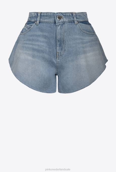 korte broek | L488659 gebleekte denim vlindershorts Pinko lichte vintage wassing