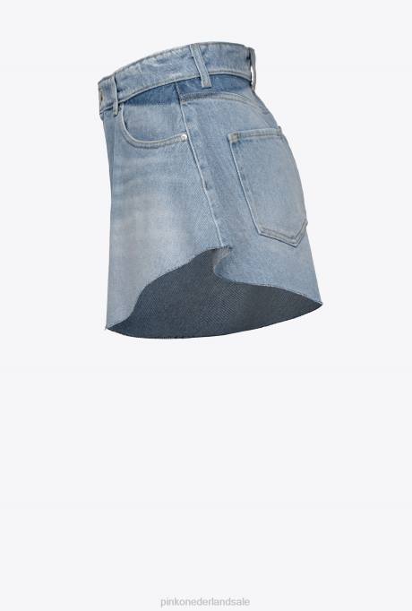 korte broek | L488659 gebleekte denim vlindershorts Pinko lichte vintage wassing