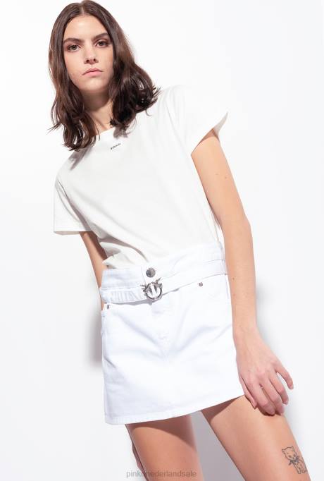 korte broek | L488674 korte broek in minirokstijl met riem Pinko Helder wit