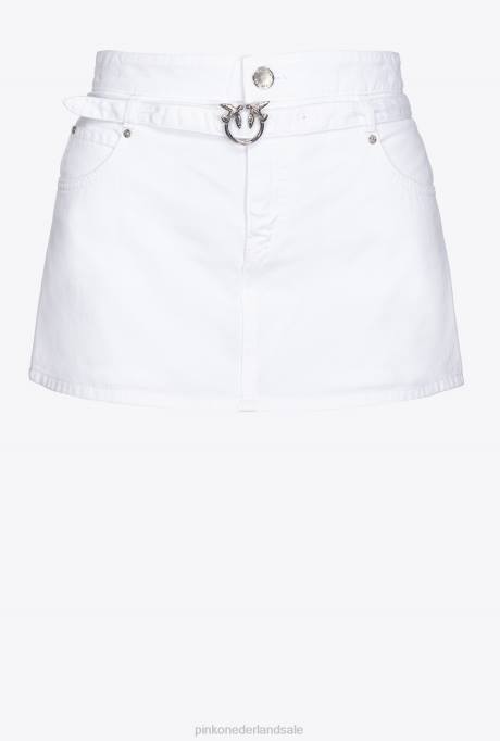korte broek | L488674 korte broek in minirokstijl met riem Pinko Helder wit