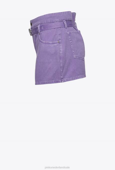 korte broek | L488675 korte broek in minirokstijl met riem Pinko lavendel lila