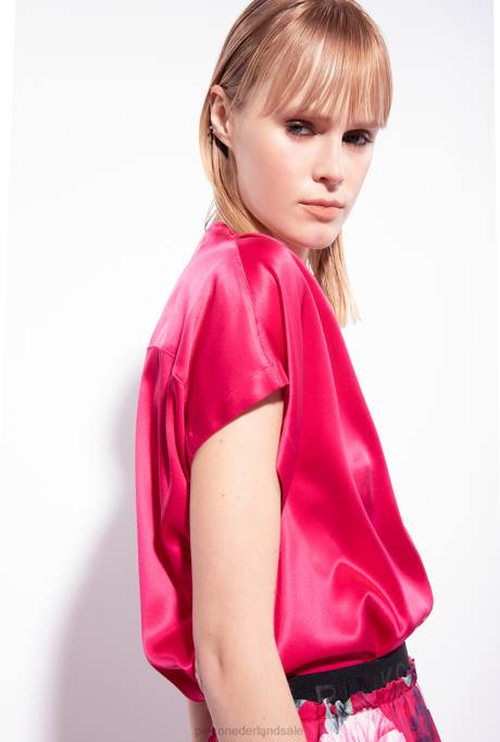 korte broek | L488684 vloeiende short met hibiscusprint Pinko multi. fuchsia/roze