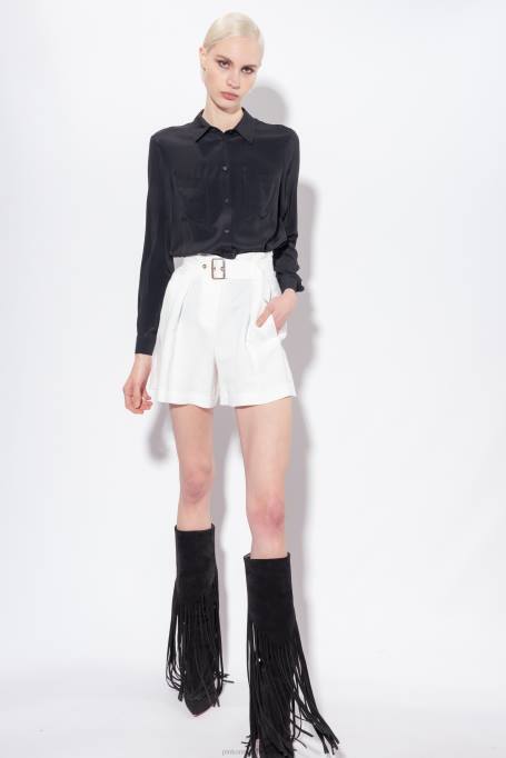 korte broek | L488686 linnen short met riem Pinko zijde wit