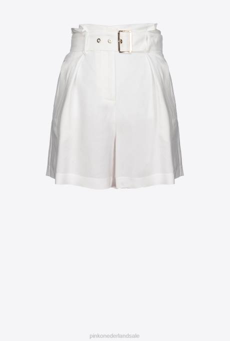 korte broek | L488686 linnen short met riem Pinko zijde wit