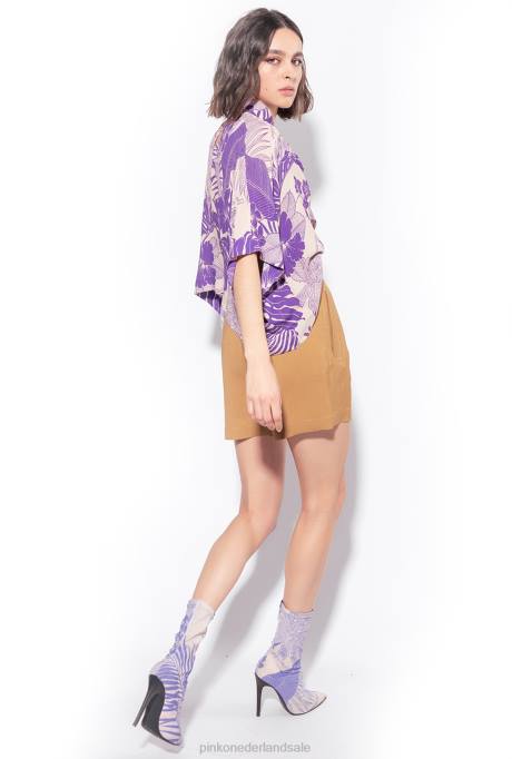 korte broek | L488687 linnen short met riem Pinko mosterd