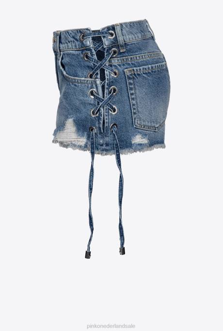 korte broek | L488688 spijkerbroek met franjes Pinko lichte vintage wassing