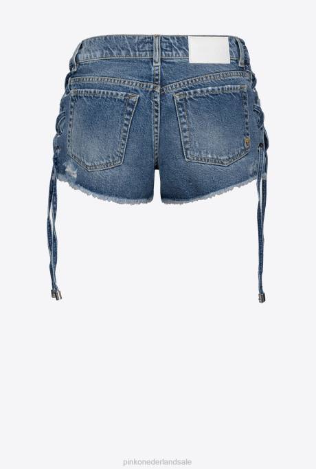 korte broek | L488688 spijkerbroek met franjes Pinko lichte vintage wassing