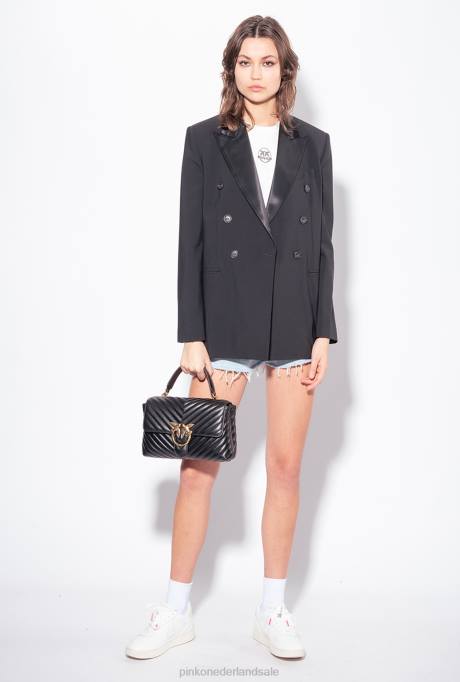 korte broek | L488690 spijkerbroek met laser tropisch motief Pinko azuurblauw/wit