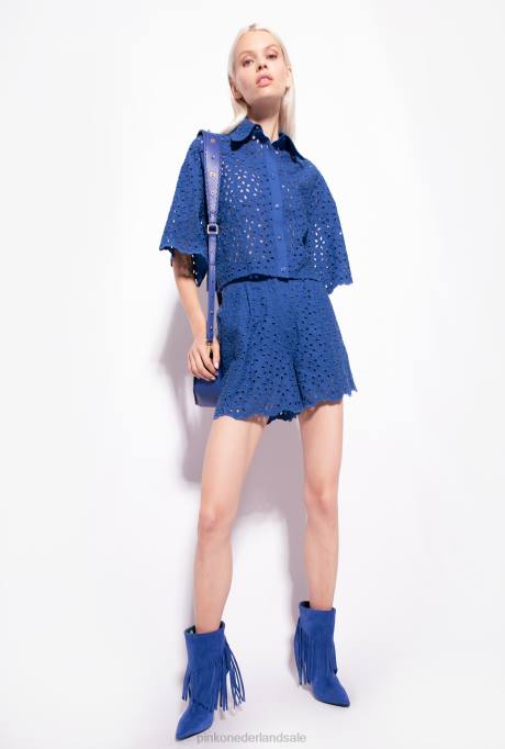 korte broek | L488697 Engelse broderie korte broek Pinko blauw