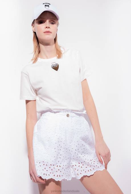 korte broek | L488698 Engelse broderie korte broek Pinko Helder wit
