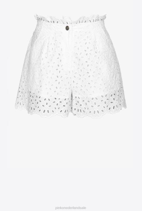 korte broek | L488698 Engelse broderie korte broek Pinko Helder wit