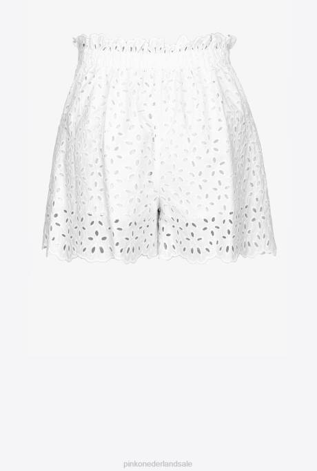 korte broek | L488698 Engelse broderie korte broek Pinko Helder wit
