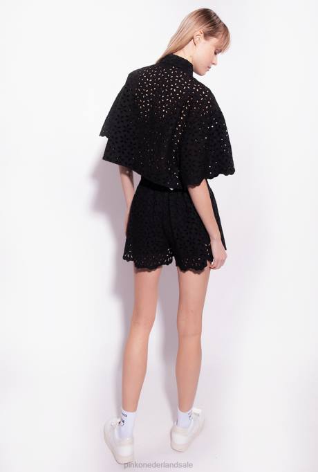 korte broek | L488699 Engelse broderie korte broek Pinko limousine zwart