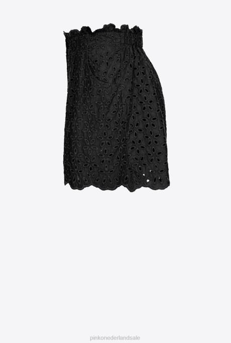 korte broek | L488699 Engelse broderie korte broek Pinko limousine zwart