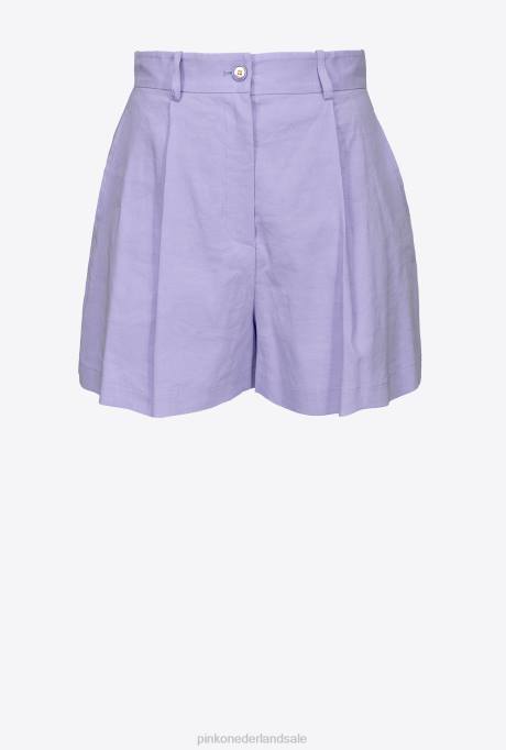 korte broek | L488700 stretch linnen korte broek Pinko lichte orchidee