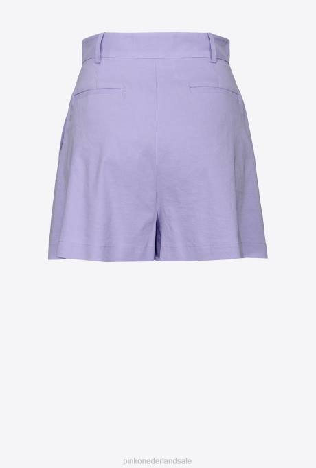 korte broek | L488700 stretch linnen korte broek Pinko lichte orchidee