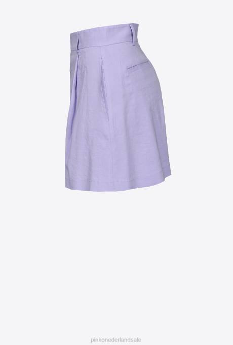 korte broek | L488700 stretch linnen korte broek Pinko lichte orchidee