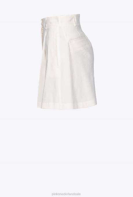korte broek | L488702 stretch linnen korte broek Pinko wolk wit