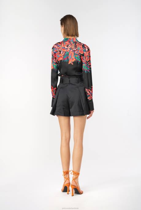 korte broek | L488703 popeline short met riem Pinko limousine zwart