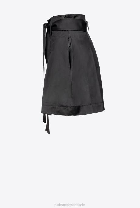 korte broek | L488703 popeline short met riem Pinko limousine zwart