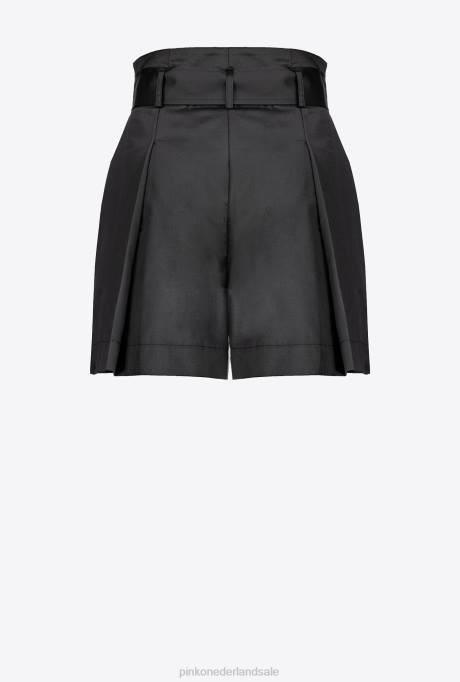 korte broek | L488703 popeline short met riem Pinko limousine zwart