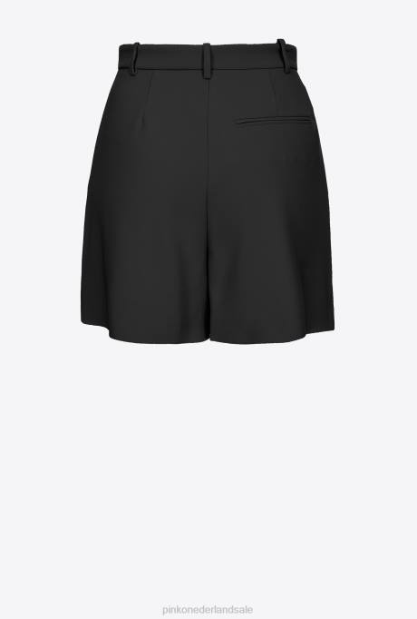 korte broek | L488704 stretch crêpe korte broek Pinko limousine zwart