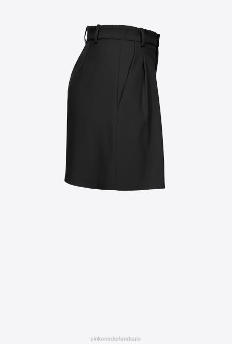 korte broek | L488704 stretch crêpe korte broek Pinko limousine zwart