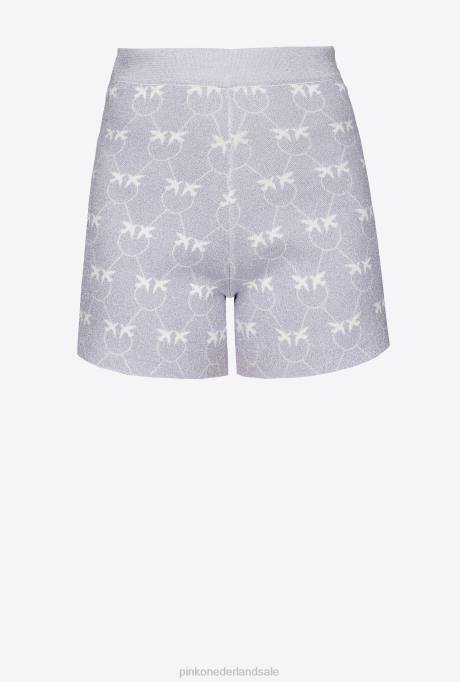 korte broek | L488718 lurex short met monogram Pinko lila/wit