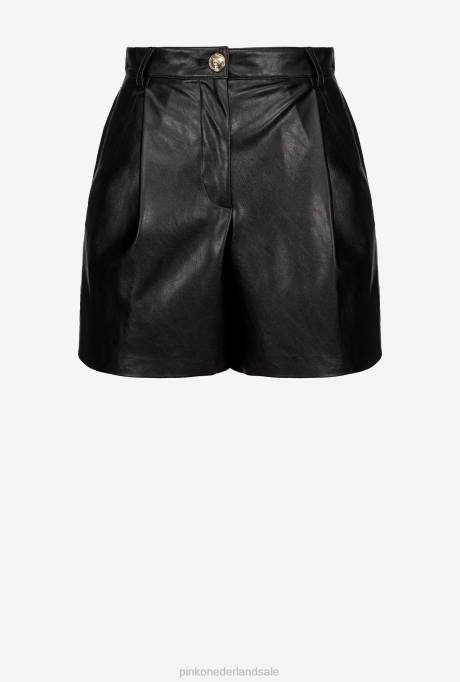 korte broek | L488721 korte broek in lederlook Pinko limousine zwart