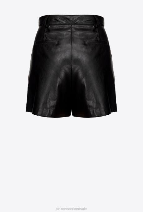 korte broek | L488721 korte broek in lederlook Pinko limousine zwart