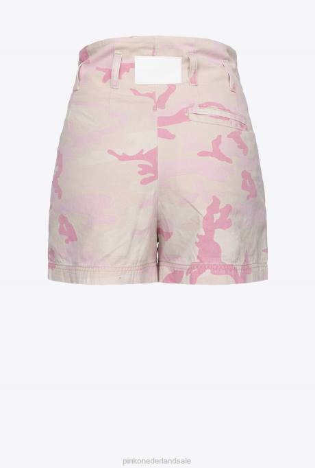 korte broek | L488750 camouflage korte broek Pinko multi.nude/roze