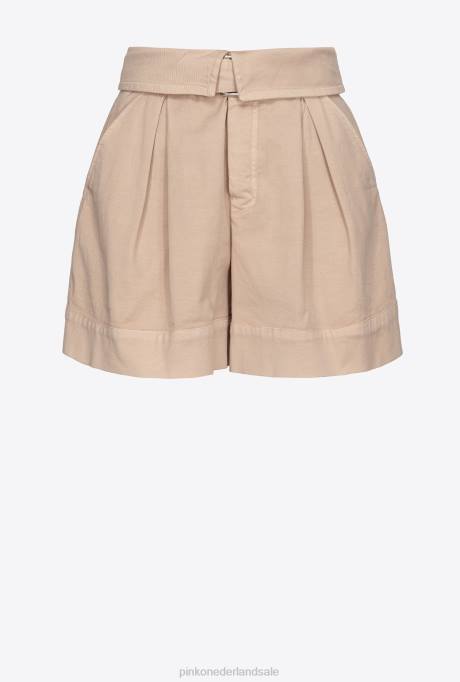 korte broek | L488751 broek met hoge taille en riem Pinko safari-beige